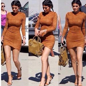 Kylie Jenner mini dress Brick color